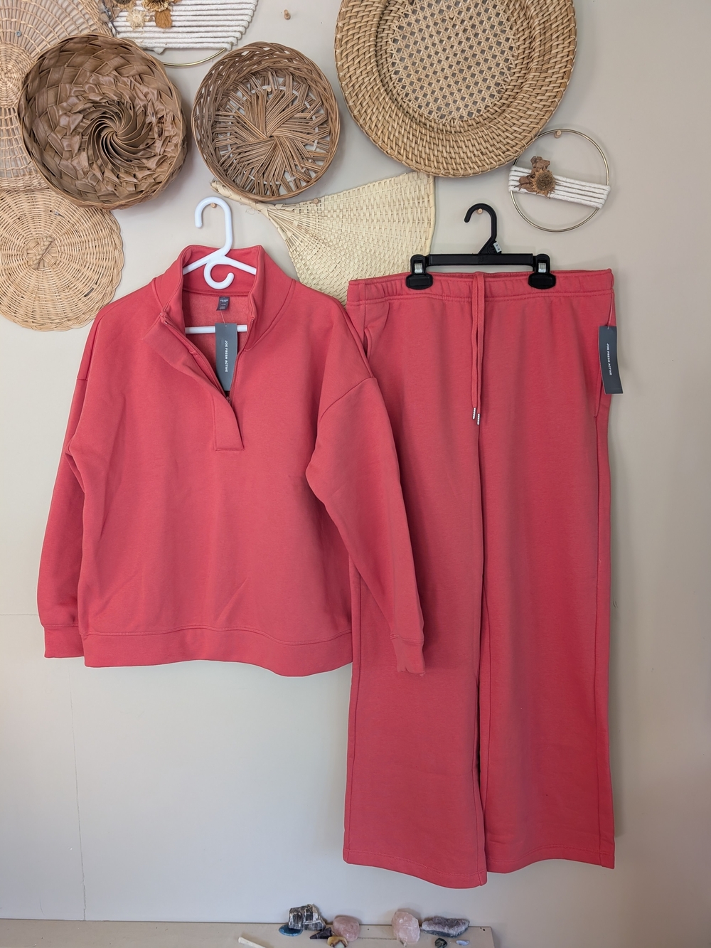 Joe Fresh Coral Wide-Leg Joggers and Half-Zip Top